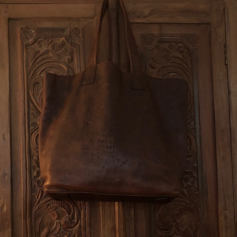 Frye Skull Dark Brown Leather Tote